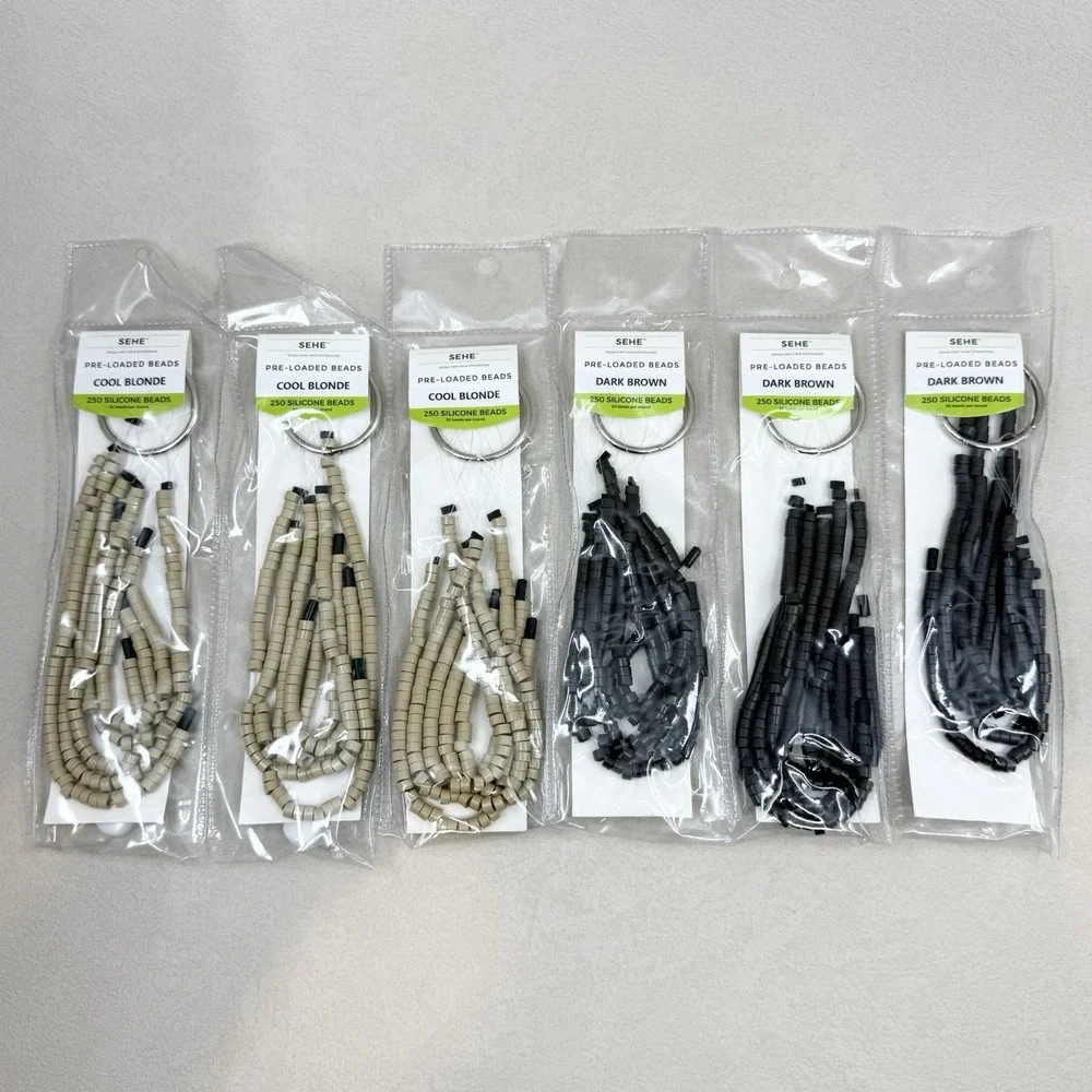 SEHE Hair Extensions Pre Loaded Beads Brown And Blonde 4 Pack 1000 Silicone Bead